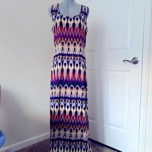 Maxi dress, peacock pattern, worn once